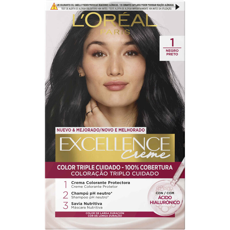 Coloração Permanente Creme Preto 1 L'Oréal Paris Excellence