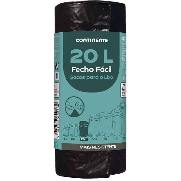 Sacos Lixo Fecho Fácil 20 lt Continente