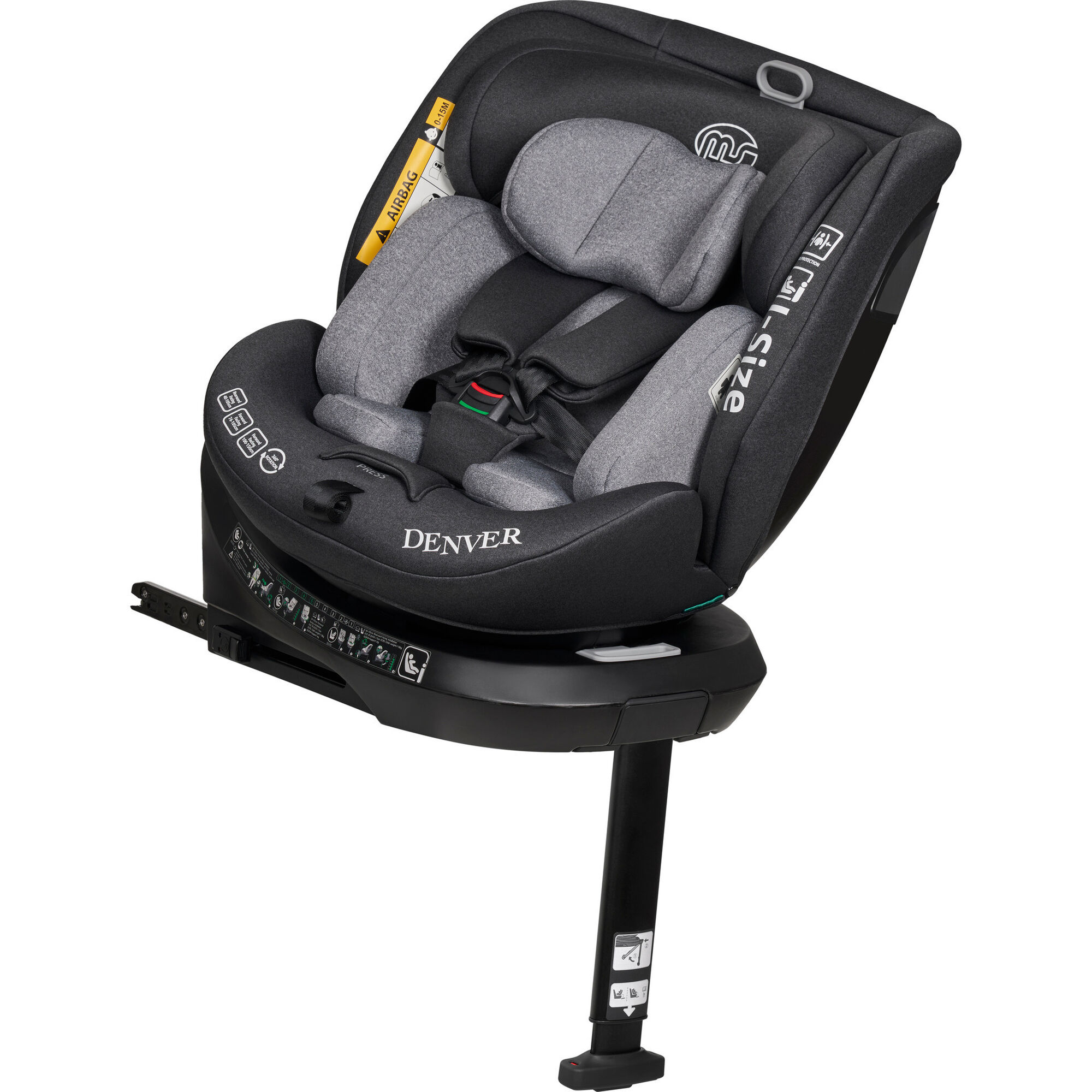 Cadeira Auto I-Size 40-150cm Isofix Rotativa Cinza Denver