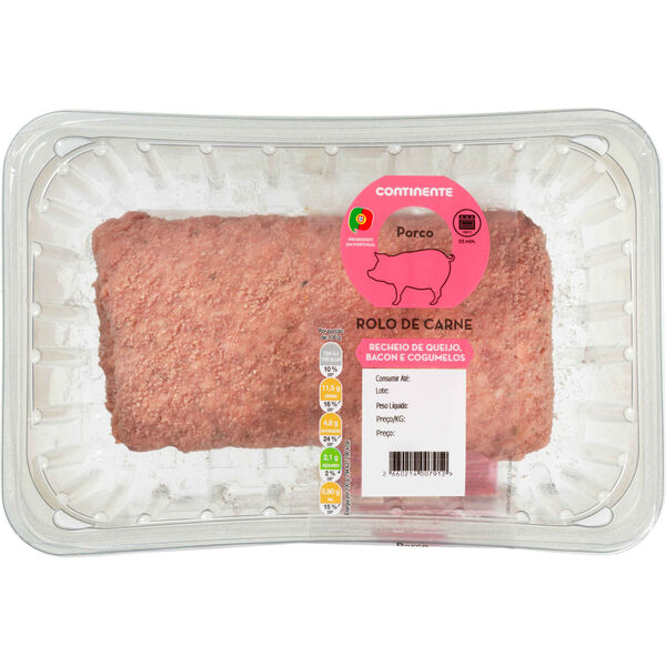 Rolo de Carne de Porco com Cogumelos, Bacon e Queijo Continente