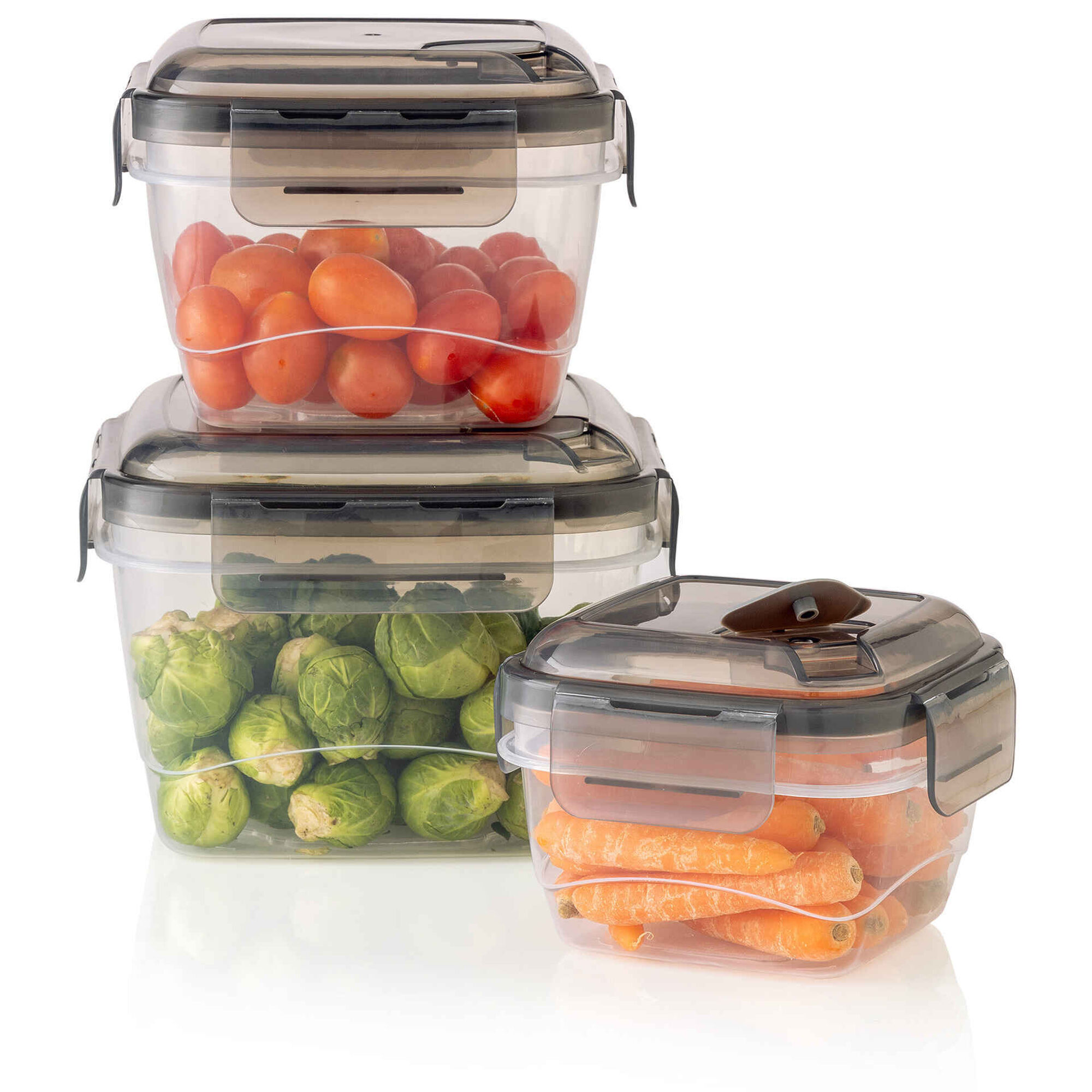 Conjunto 3 Caixas Quadradas Cinza Lock