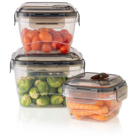 Conjunto 3 Caixas Quadradas Cinza Lock Kasa