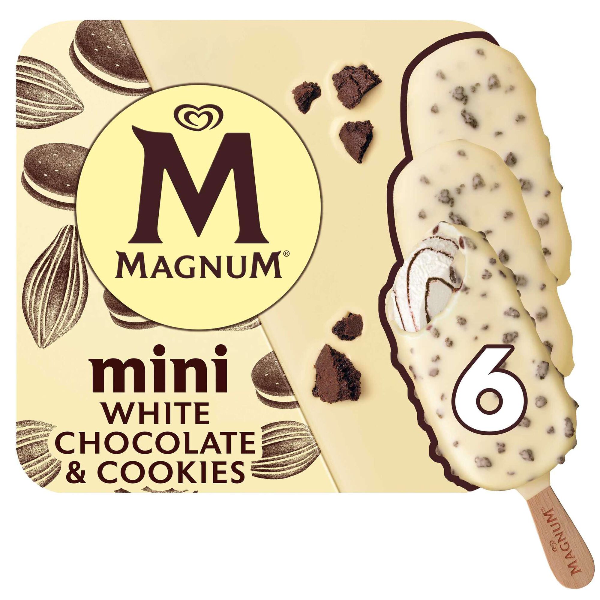 Gelado Mini Chocolate Branco e Cookies Magnum