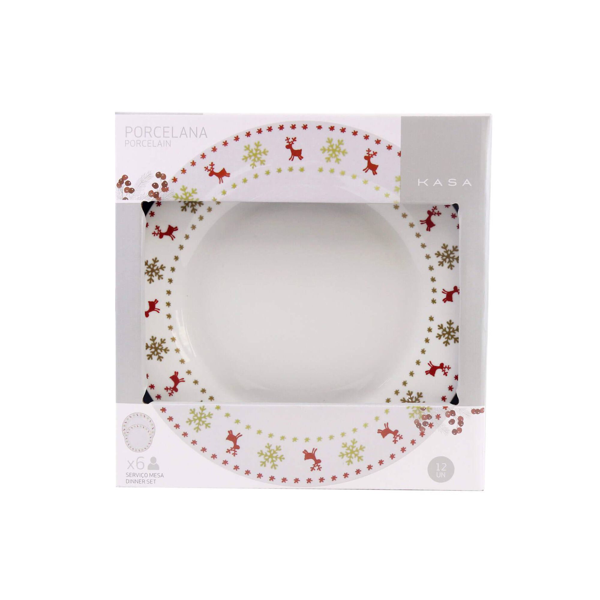 Serviço 12 Peças Rena Mica Dourado