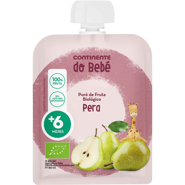 Saqueta de Fruta Pera +6M Continente do Bebé