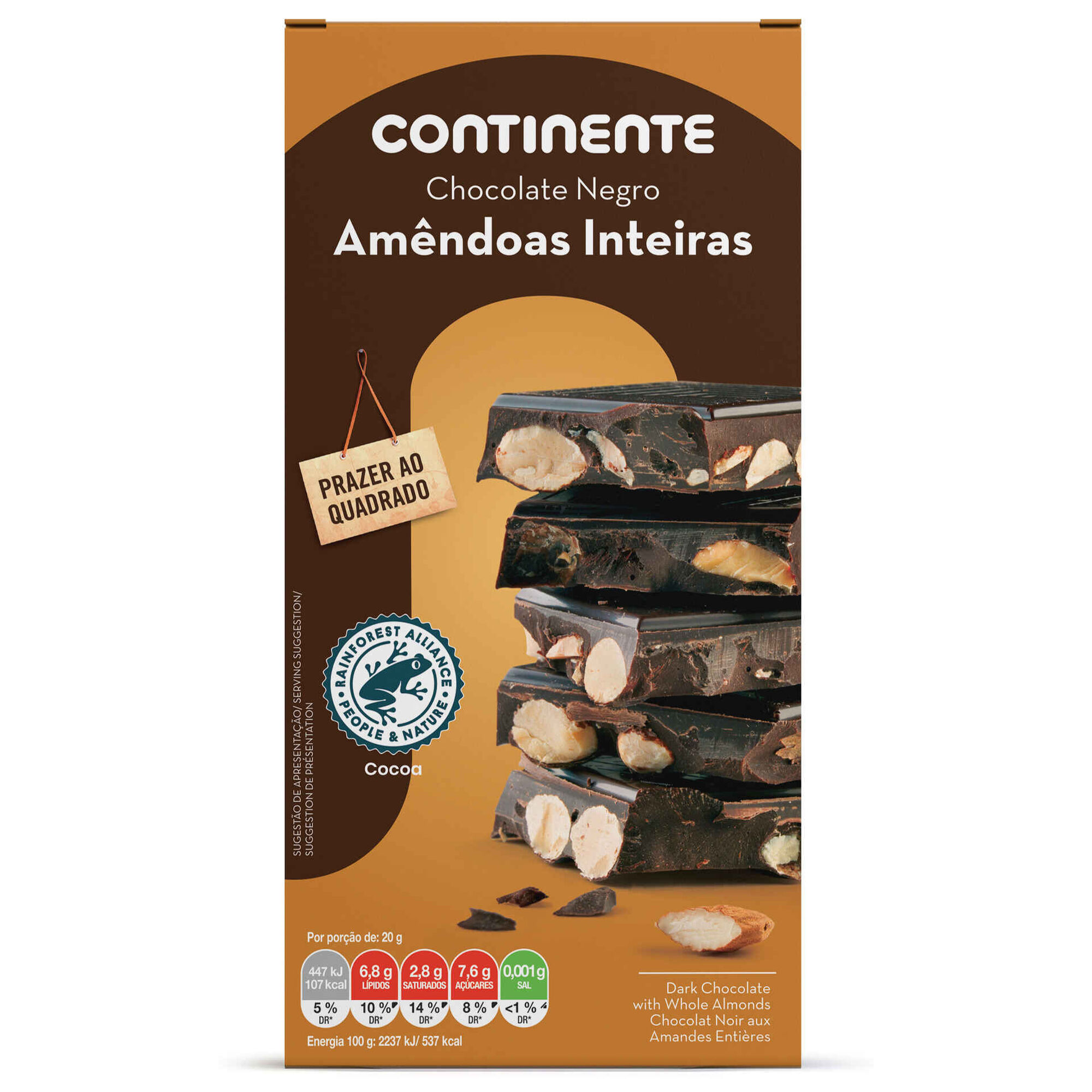Tablete de Chocolate Negro com Amêndoa