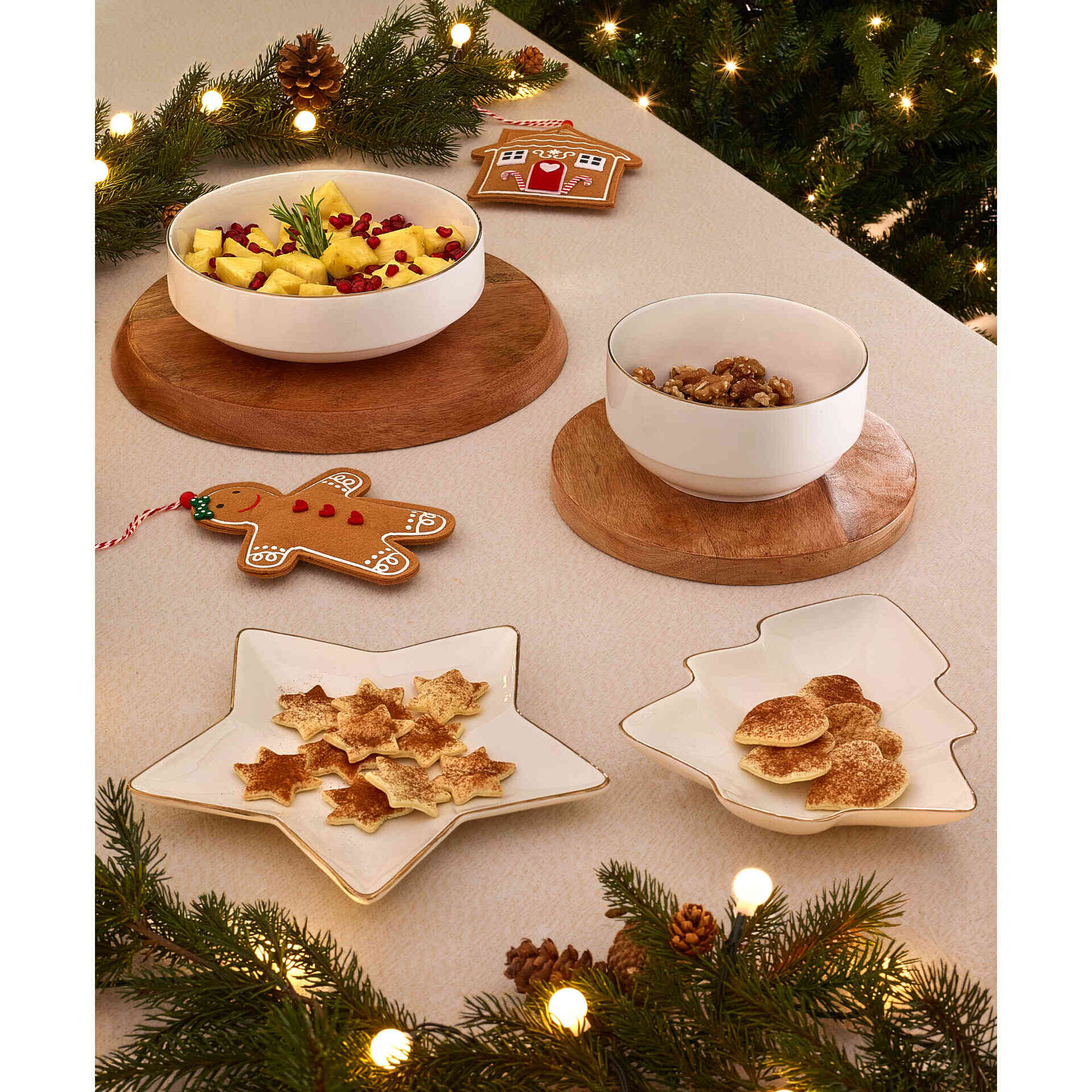 Prato Aperitivo Árvore Borda Dourada