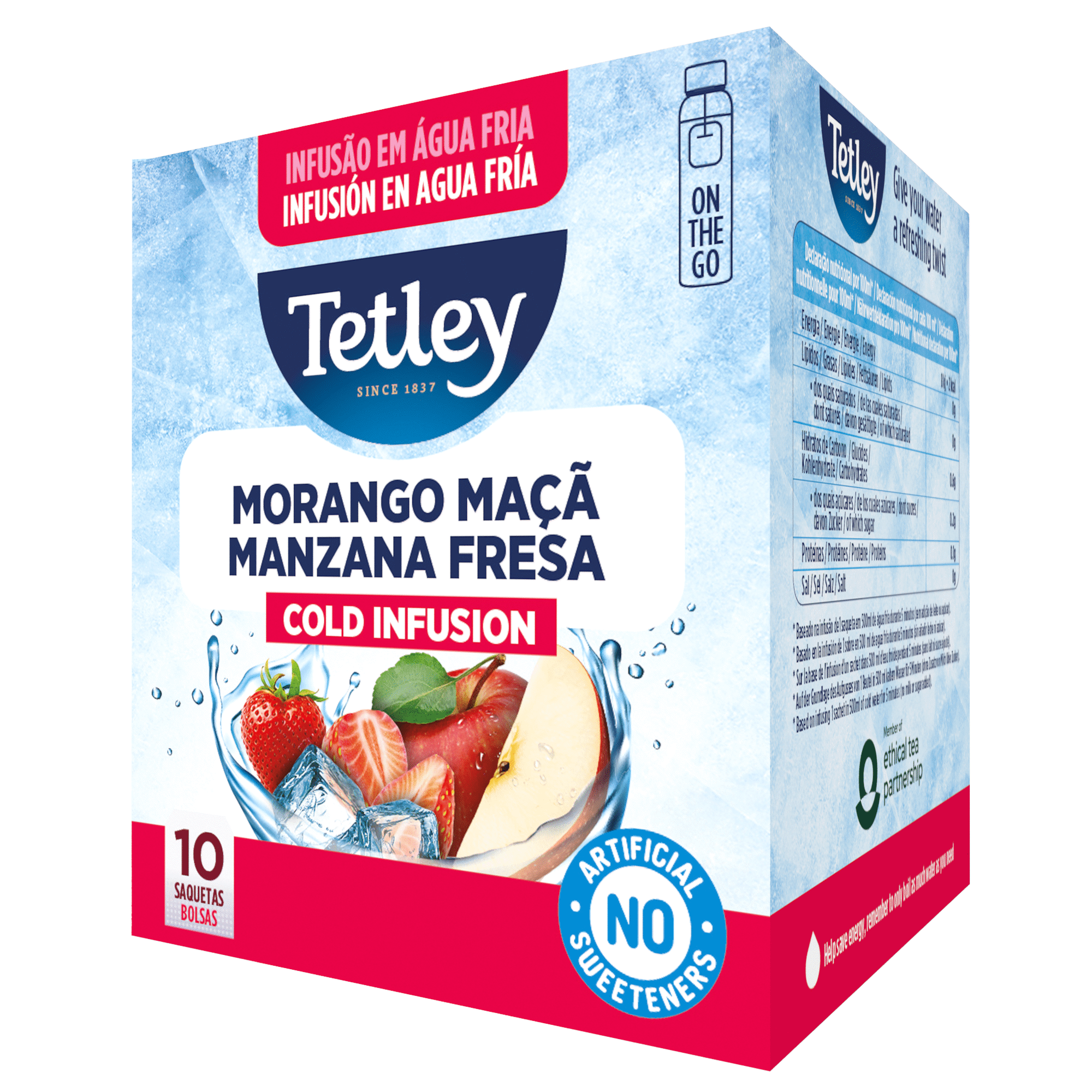 Infus&atilde;o Fria Morango Ma&ccedil;&atilde; Saquetas Tetley