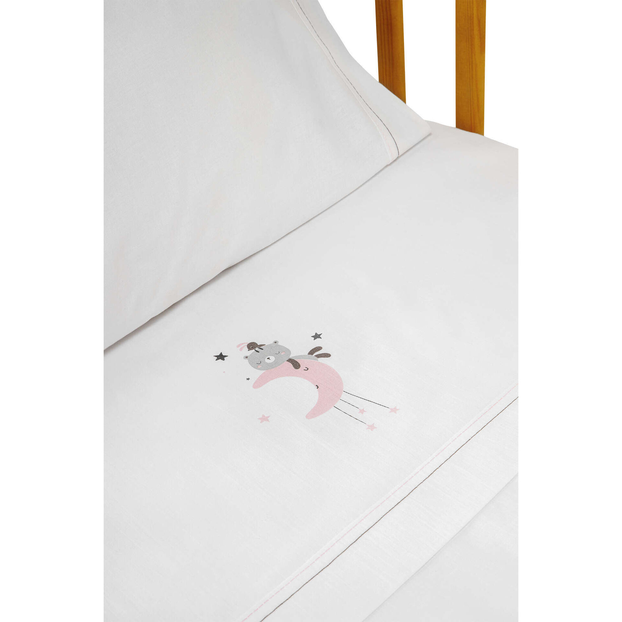 Conjunto Len&ccedil;&oacute;is Rosa Urso Lua