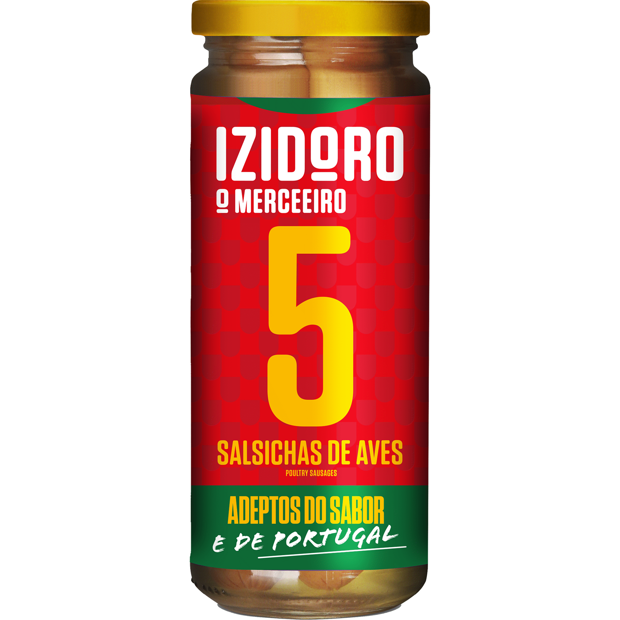 Salsichas de Aves em Frasco 5 un sem Gl&uacute;ten Izidoro