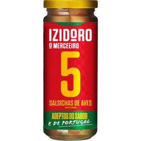 Salsichas de Aves Frasco 5 un sem Gl&uacute;ten Izidoro