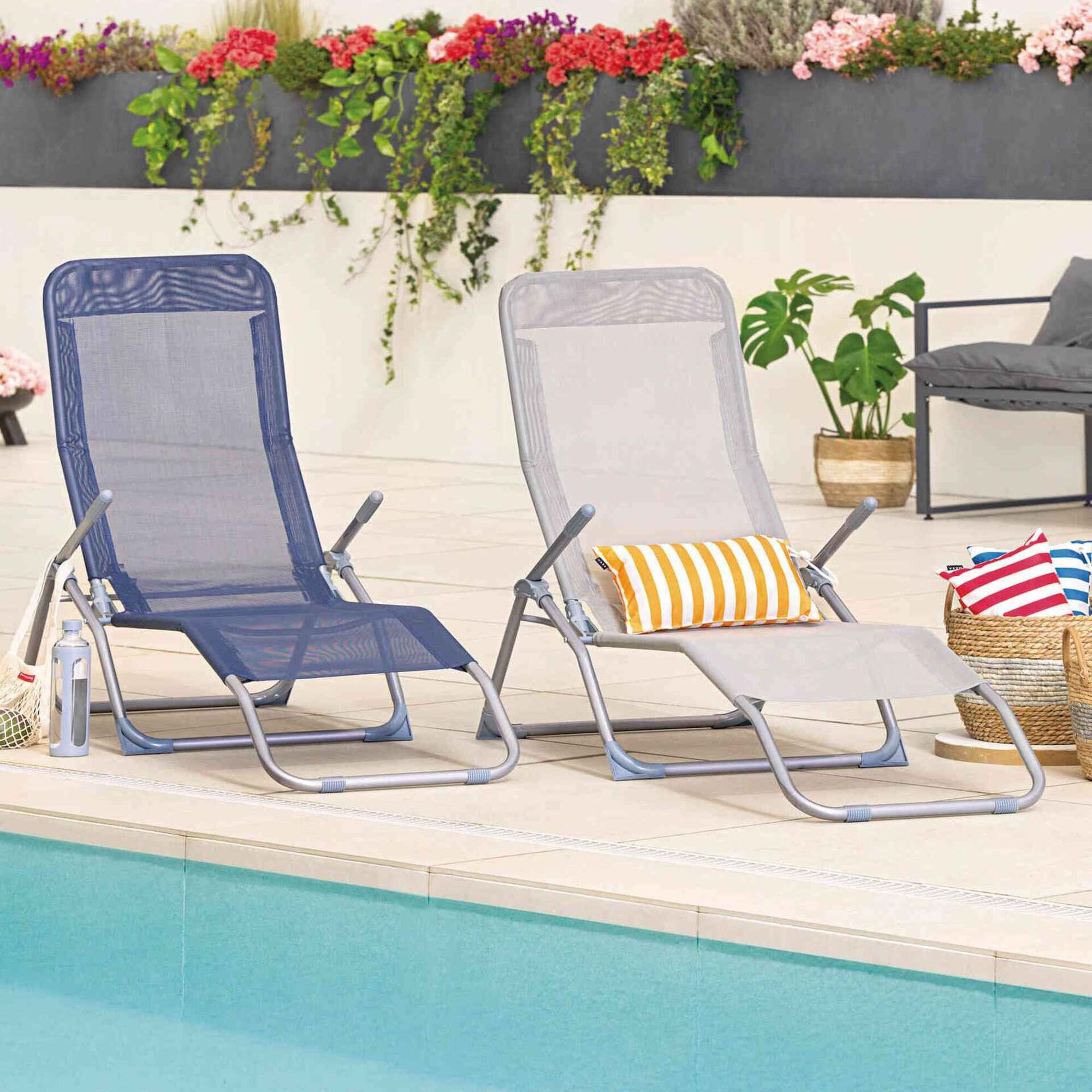 Espreguiçadeira de Metal Azul Ibiza