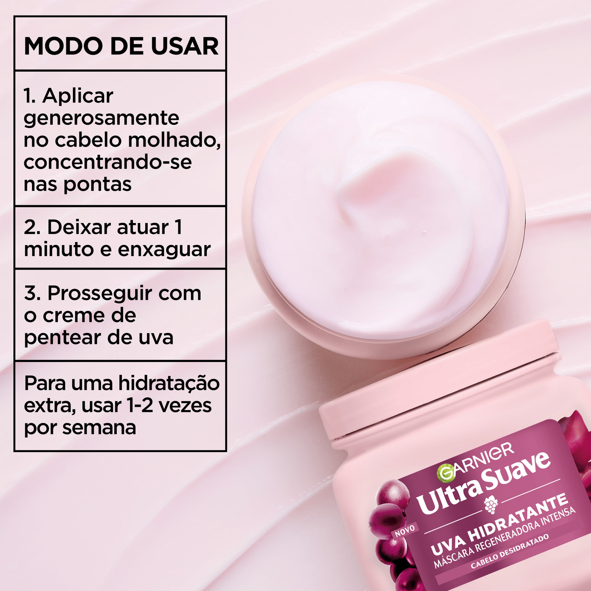 M&aacute;scara Cabelo Uva Hidratante Regenerador Garnier Ultra Suave, , hi-res