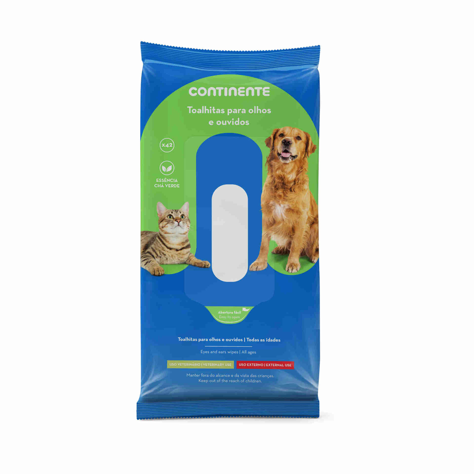 Toalhitas para Cão e Gato Olhos e Ouvidos Chá Verde