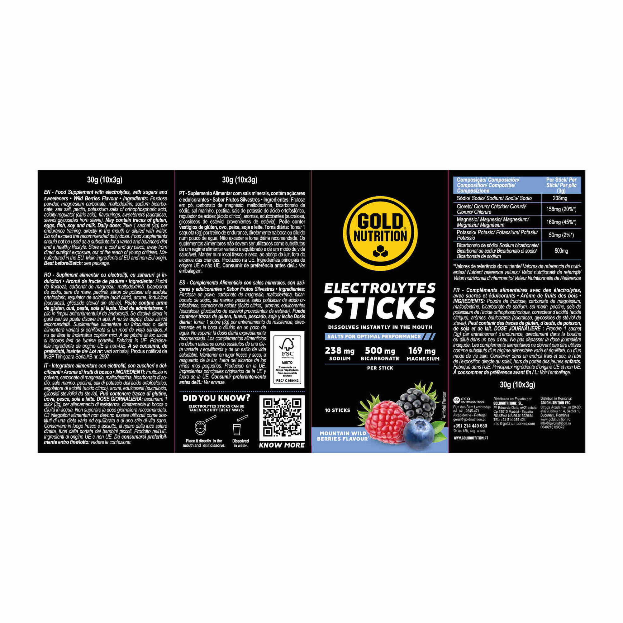 Eletr&oacute;litos Frutos Silvestres Gold Nutrition