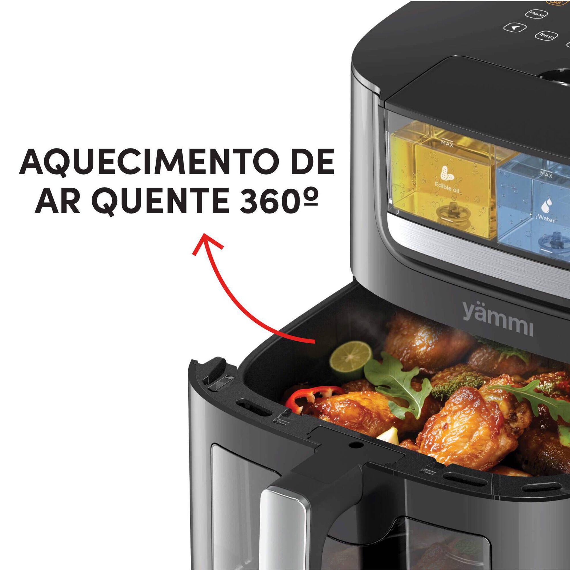 Fritadeira Sem &Oacute;leo com Dep&oacute;sito 7L Preta Y&auml;mmi