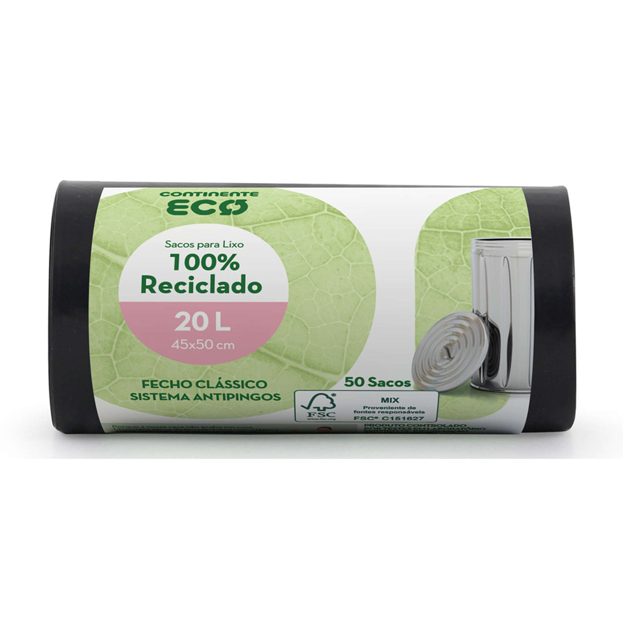 Sacos Lixo 100% Reciclado Fecho Clássico 20 lt Sacos Lixo 100% Reciclado Fecho Clássico 20 lt