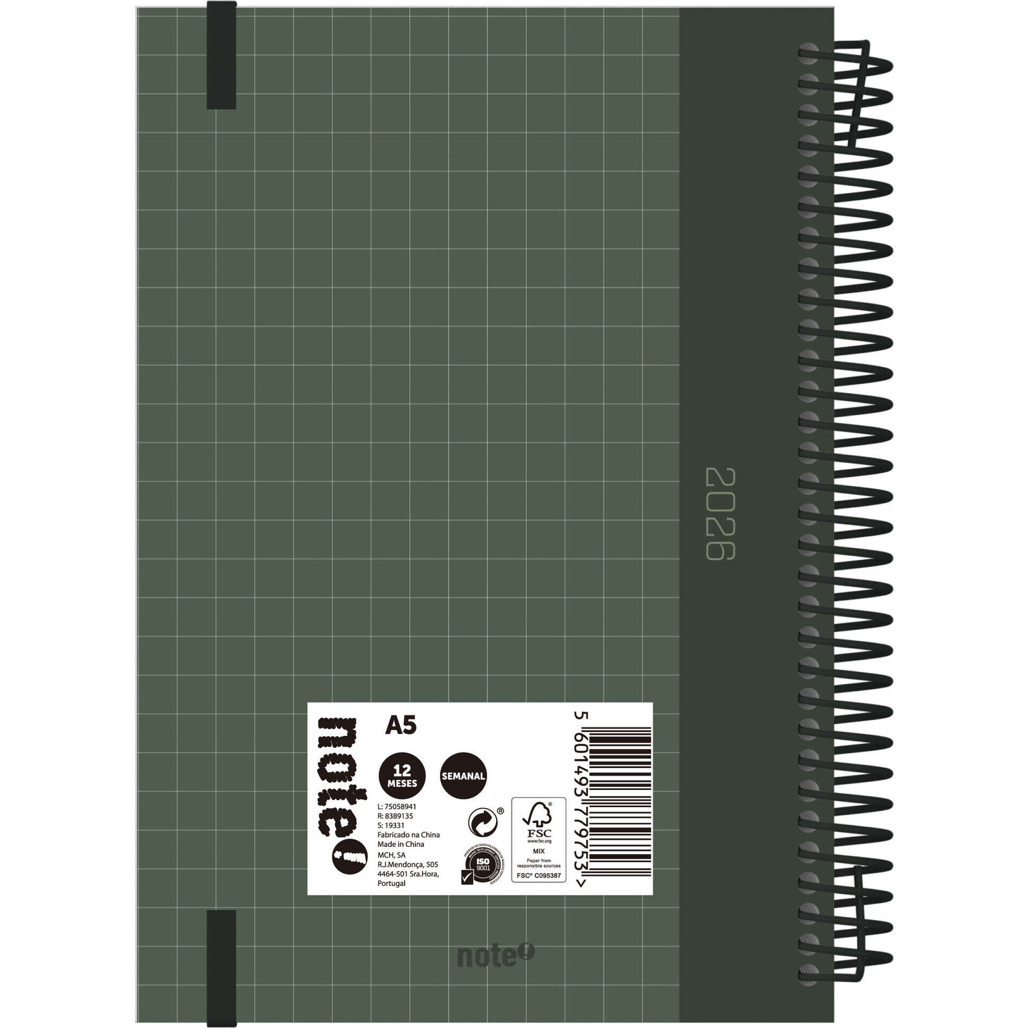 Agenda A5 2026 Espiral 12 Meses (várias cores)