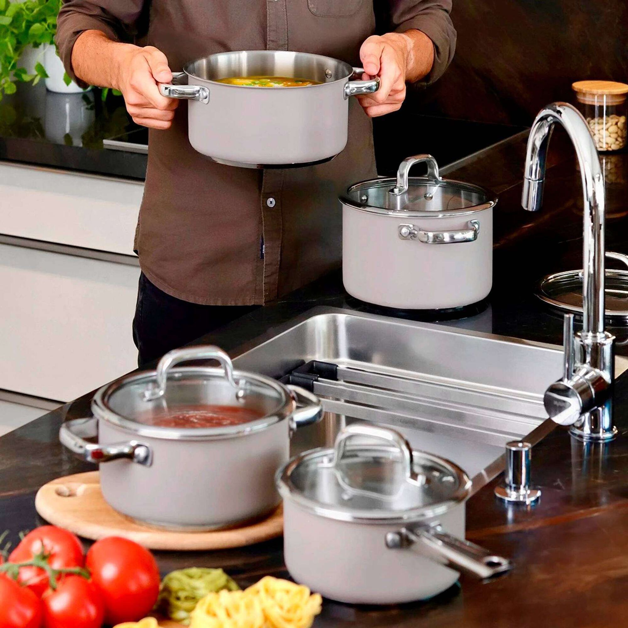 Trem Cozinha Delight 8 Pe&ccedil;as Taupe Tescoma