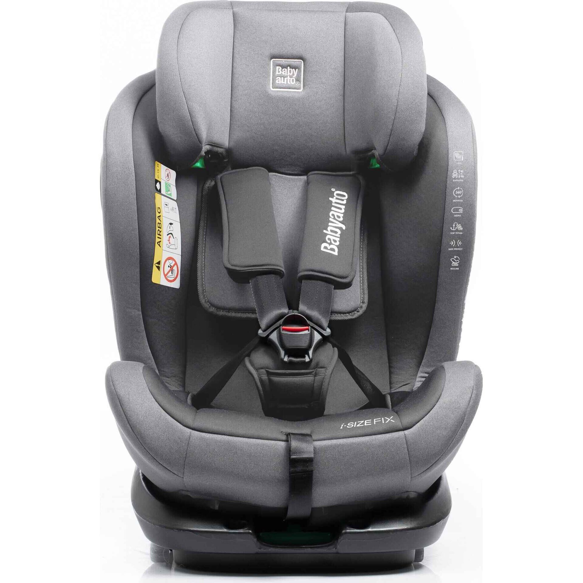 Cadeira Auto I-Size 40-150cm Isofix Rotativa Torna Fix Cinza
