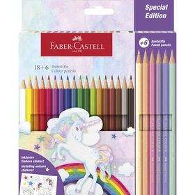 L&aacute;pis de Cor Hexagonais Unic&oacute;rnio Faber-Castell