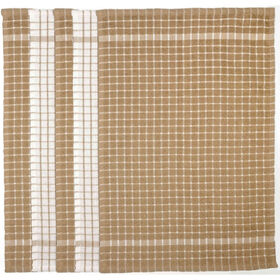 Conjunto 5 Panos Cozinha Algodão 60x40cm Bege e Branco