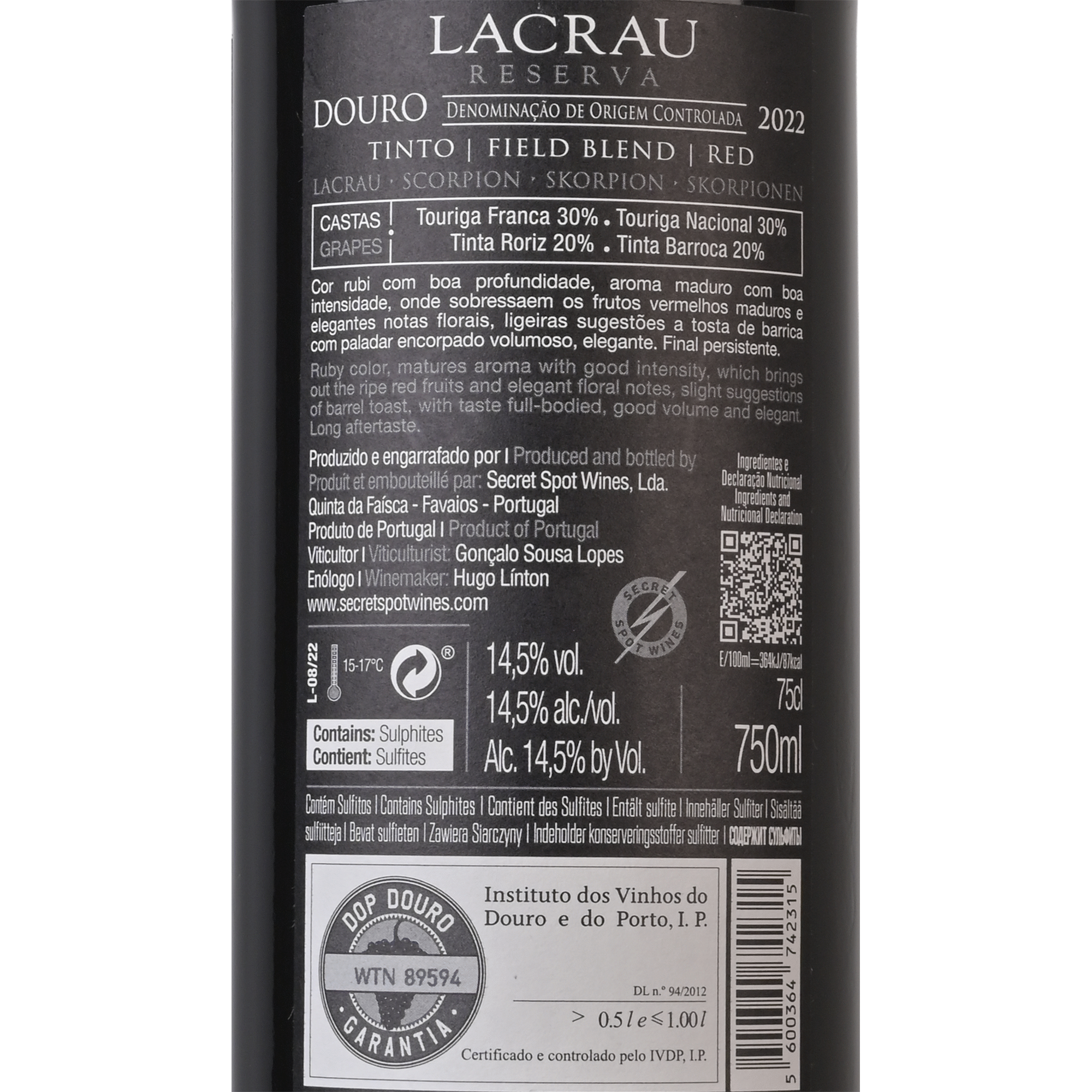 Vale da Poupa Lacrau Reserva Douro Vinho Tinto