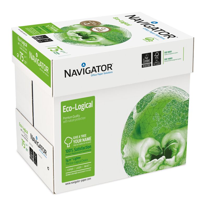 Resma de Papel de Impressão A4 5 x 500 Folhas 75g/m2 Navigator