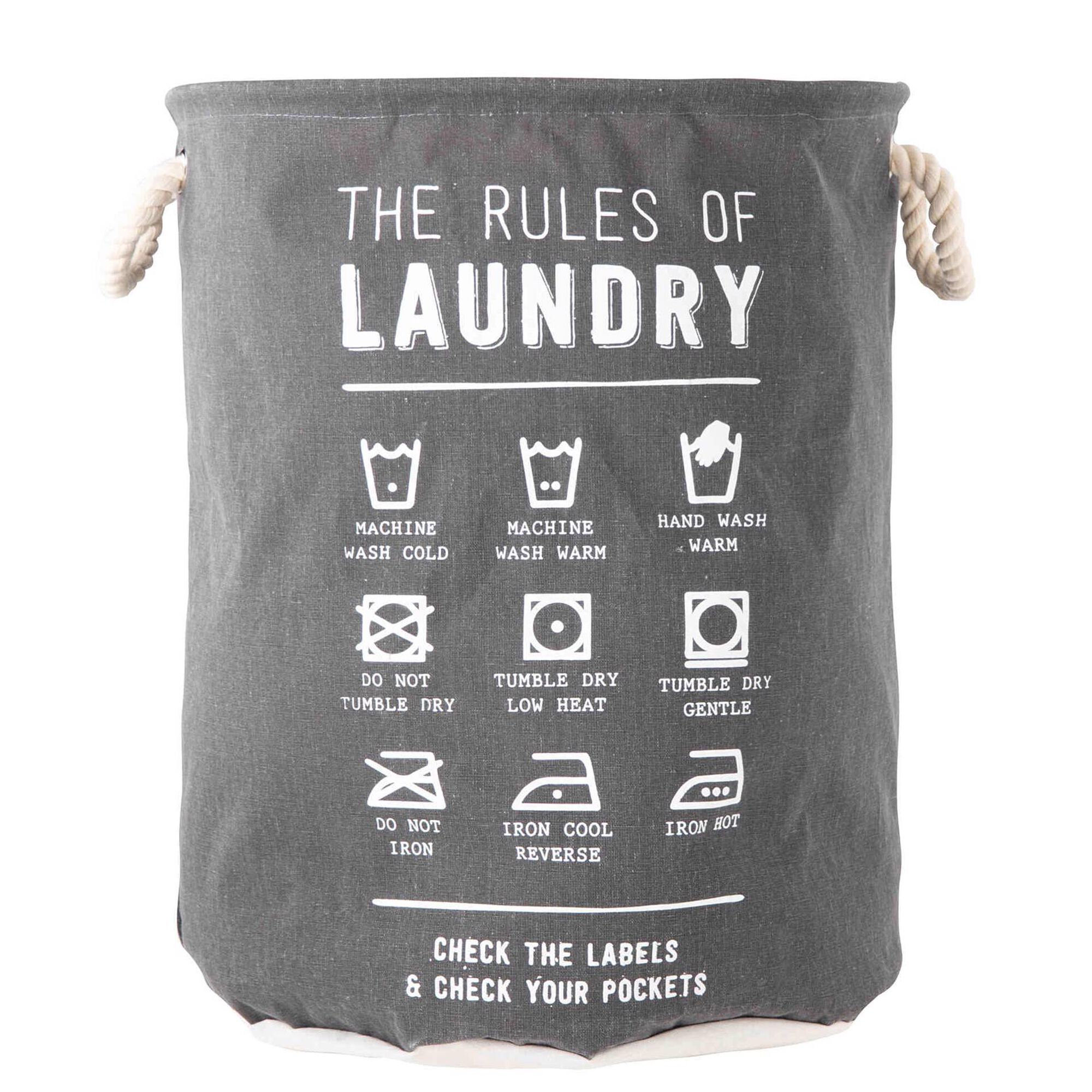 Cesto Roupa Cinza e Branco Rules of Laundry Cesto Roupa Cinza e Branco Rules of Laundry