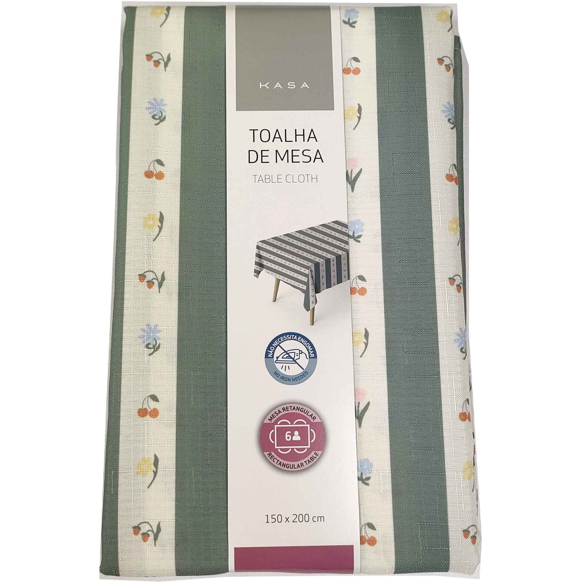 Toalha Mesa Barras Verde Kasa