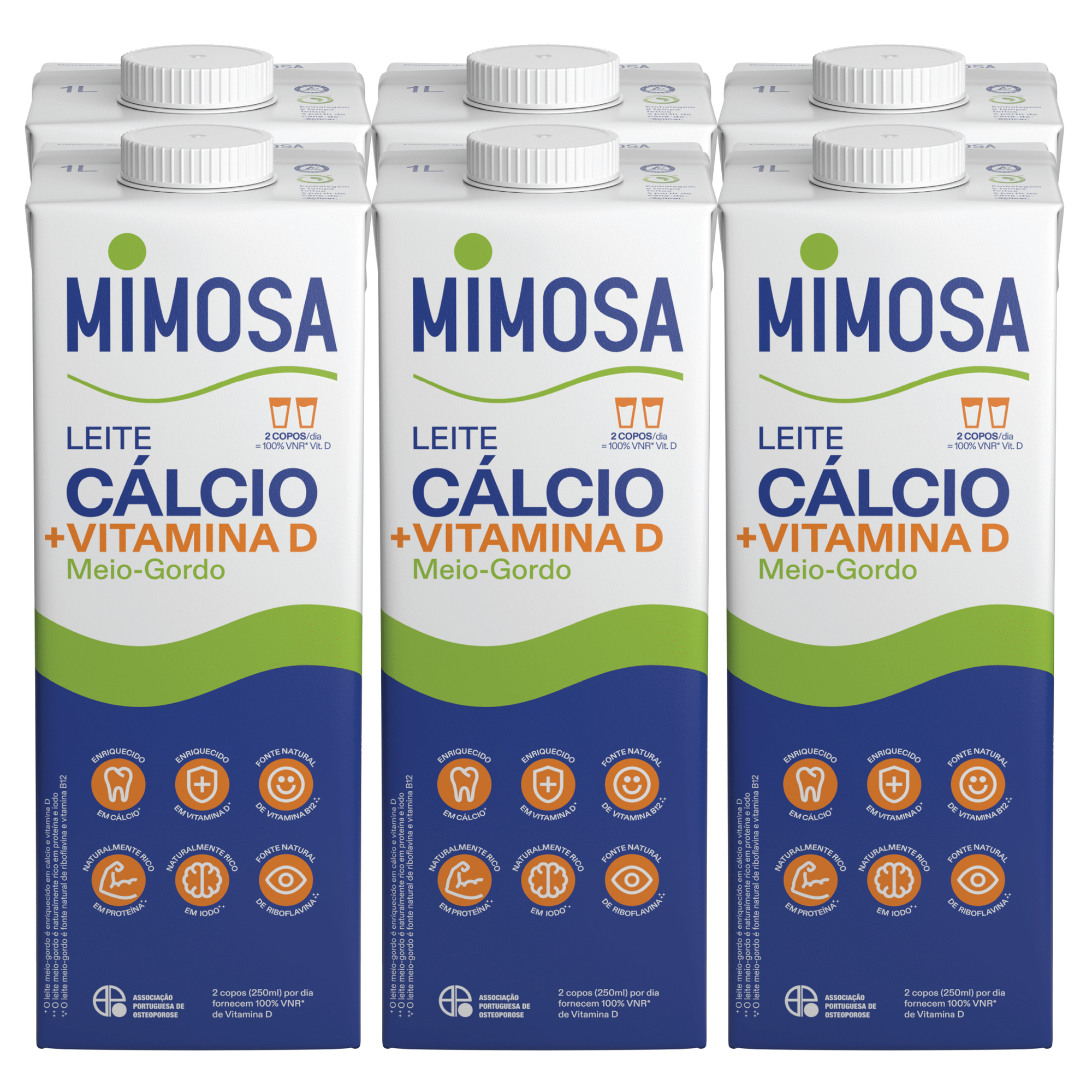 Leite UHT Meio Gordo C&aacute;lcio Mimosa