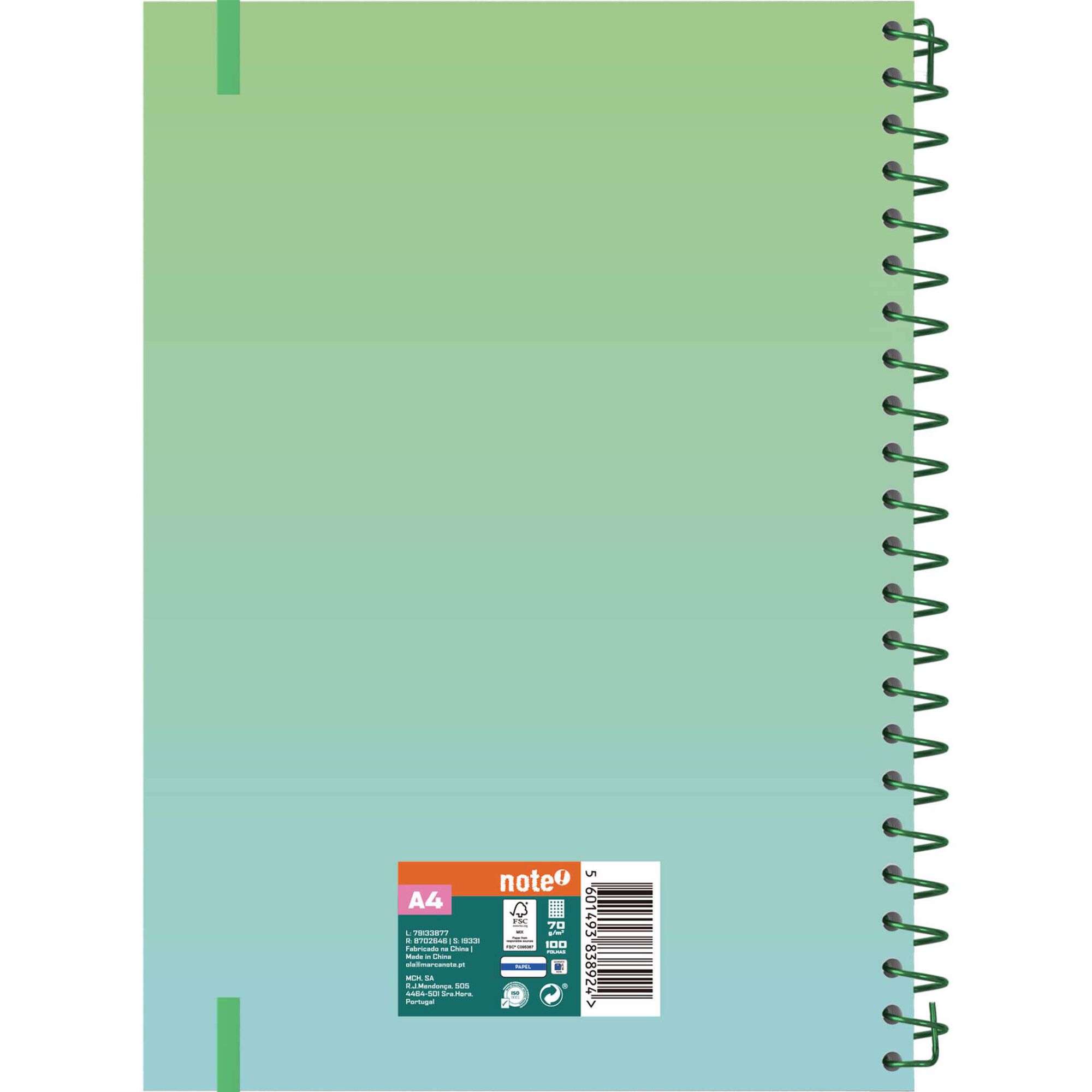 Caderno A4 100 Folhas Iris Quadriculado (v&aacute;rias cores) Note!