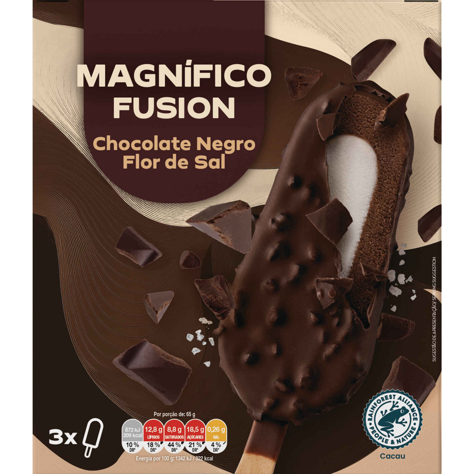 Gelado Magn&iacute;fico Fusion Chocolate Negro e Flor de Sal Continente