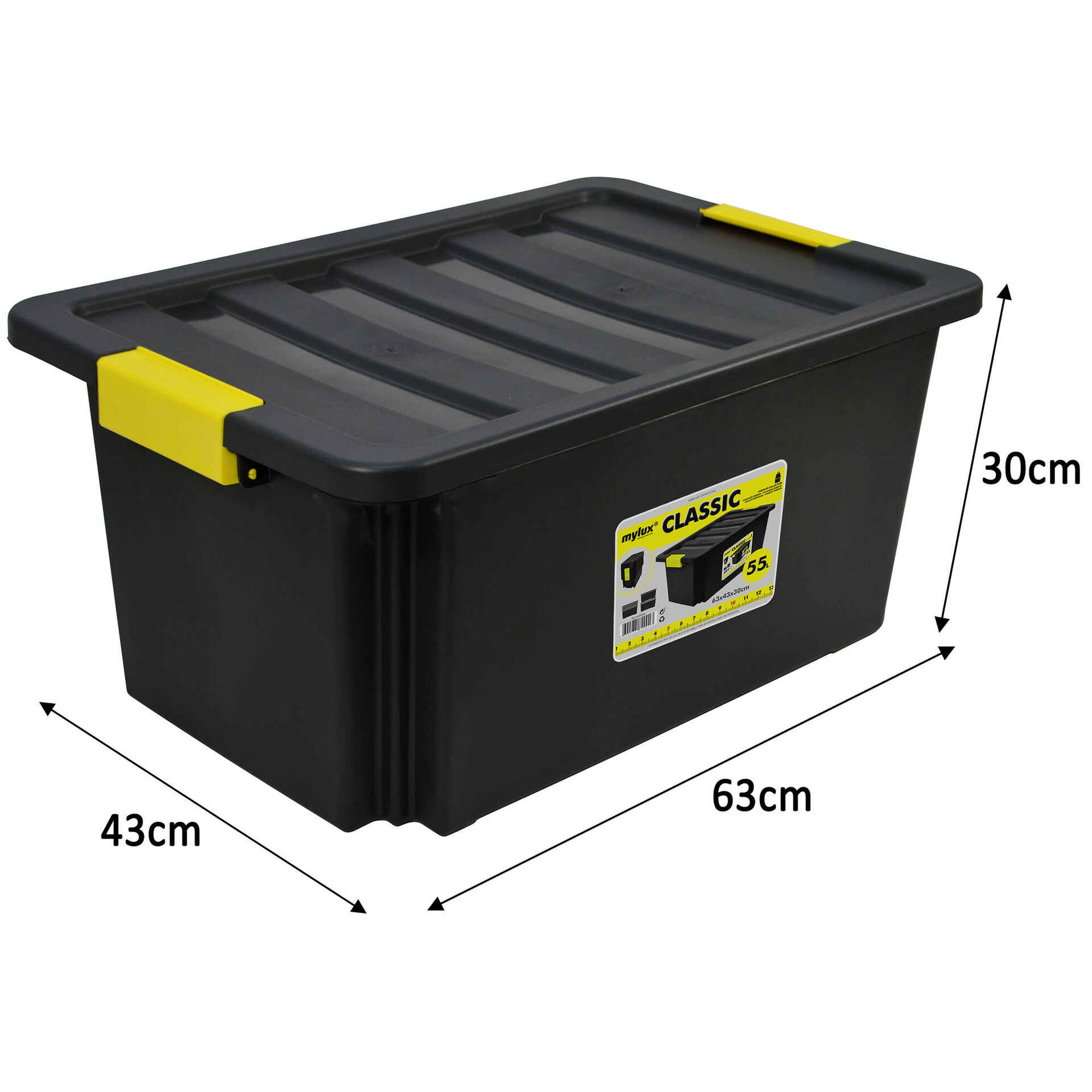 Caixa Arrumação com Lock Plástico 55L Preta Caixa Arrumação com Lock Plástico 55L Preta