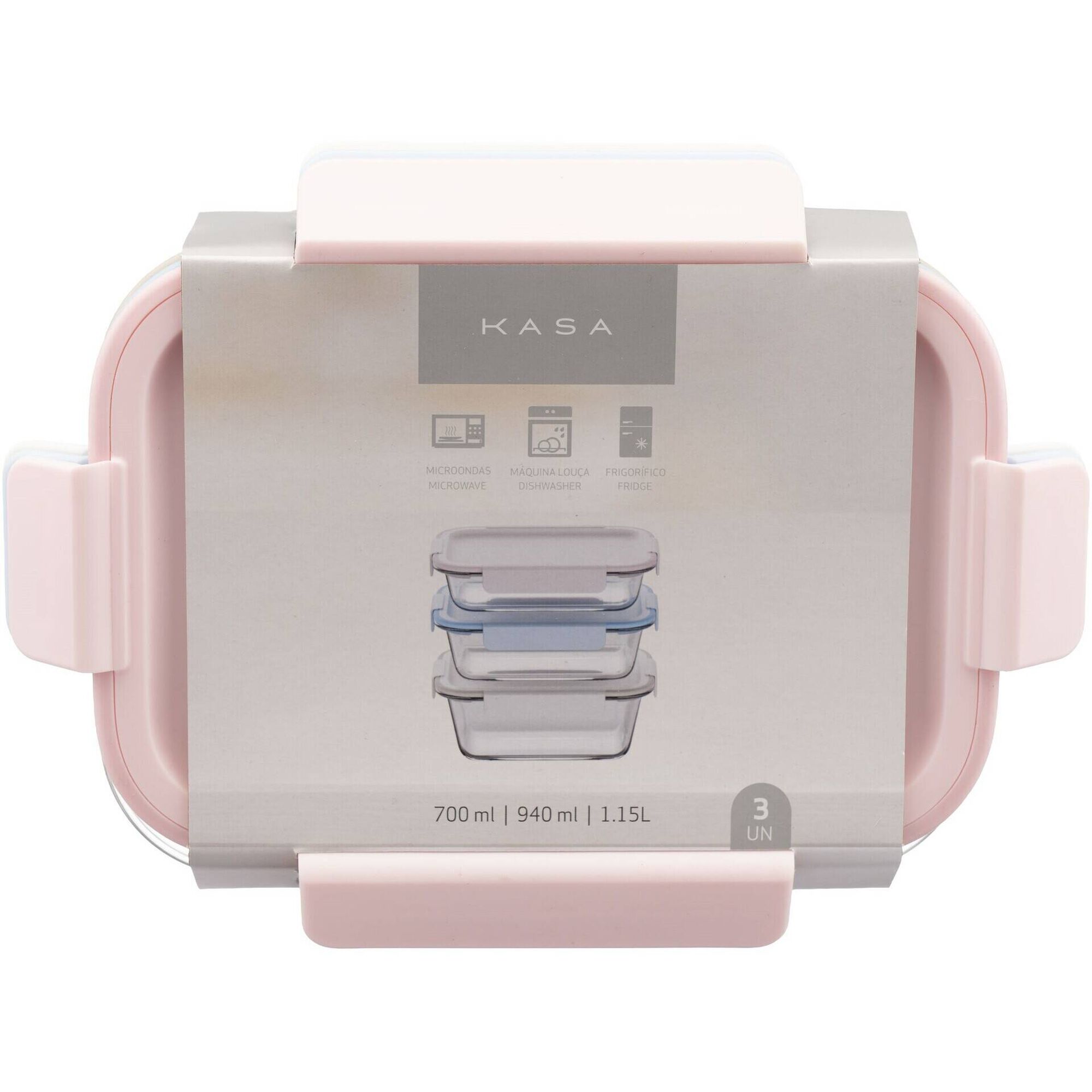 Conjunto 3 Caixas Herm&eacute;ticas Vidro Bloom Kasa