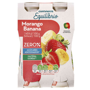 Iogurte Líquido Magro Morango e Banana Continente Equilíbrio