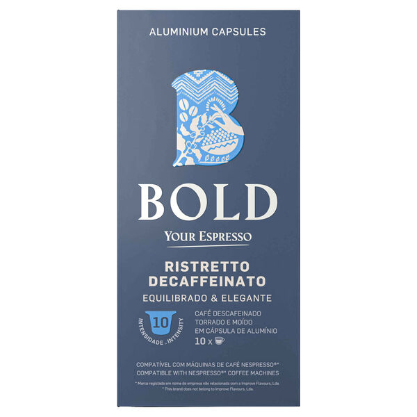 Cápsulas de Café Ristretto Descafeinado Int 10 Bold