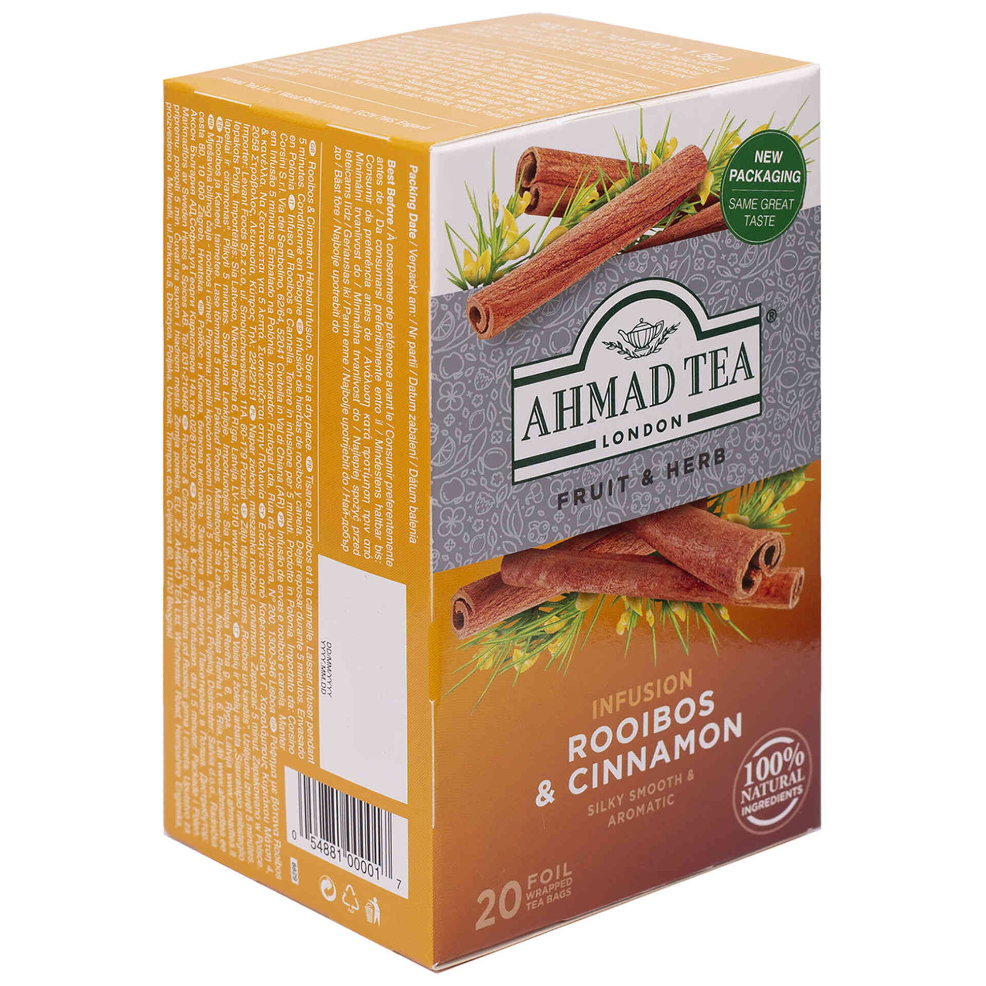 Infus&atilde;o Rooibos e Canela Saquetas Ahmad