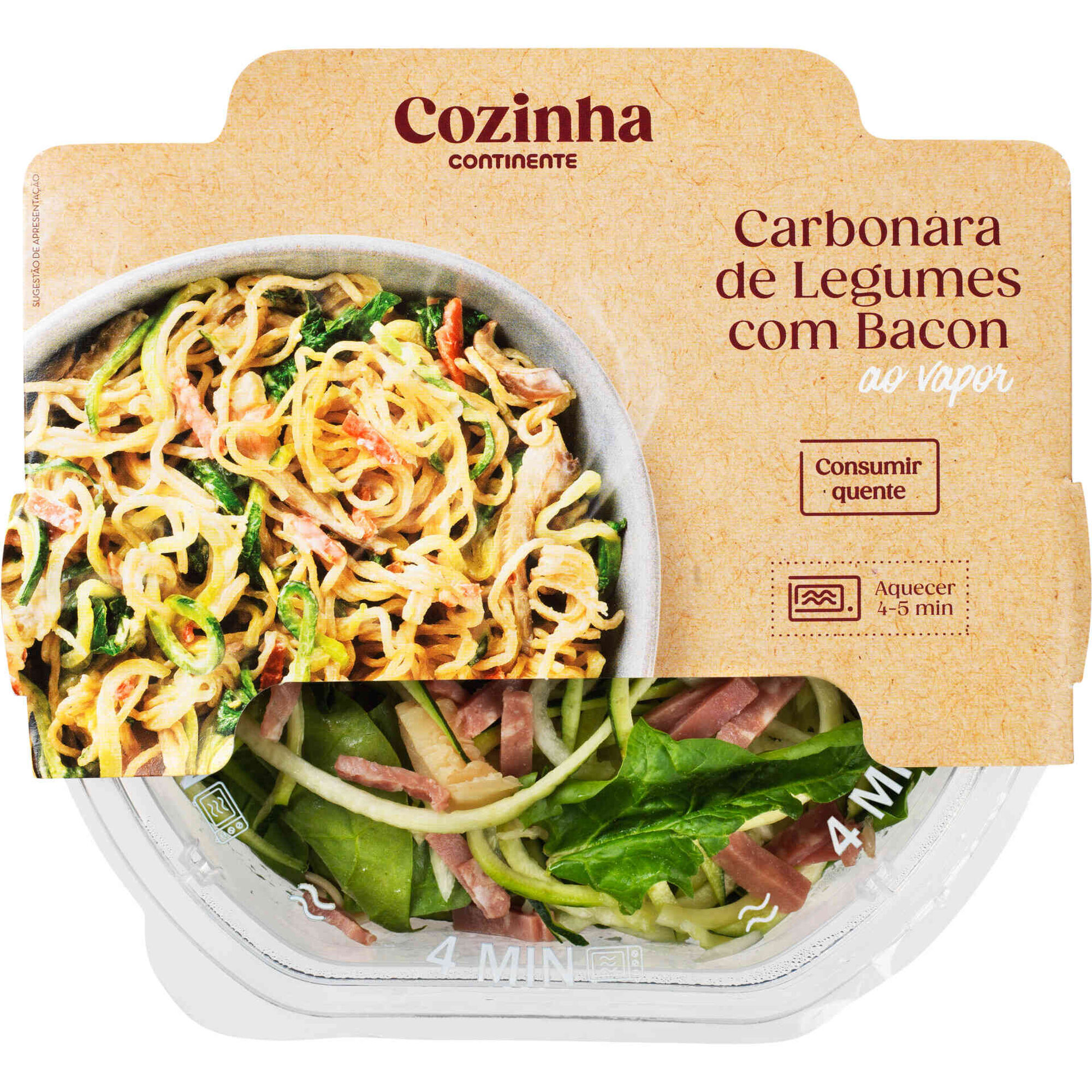 Carbonara de Legumes com Bacon ao Vapor