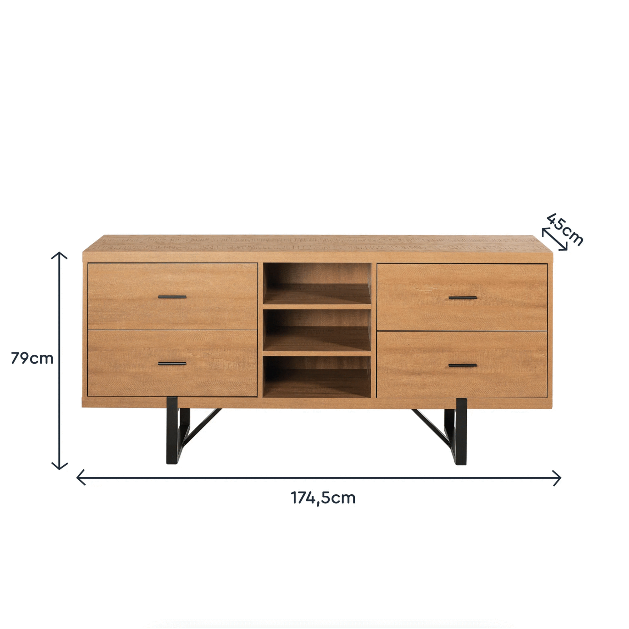 Aparador com Gavetas 175x45x79cm Nordic