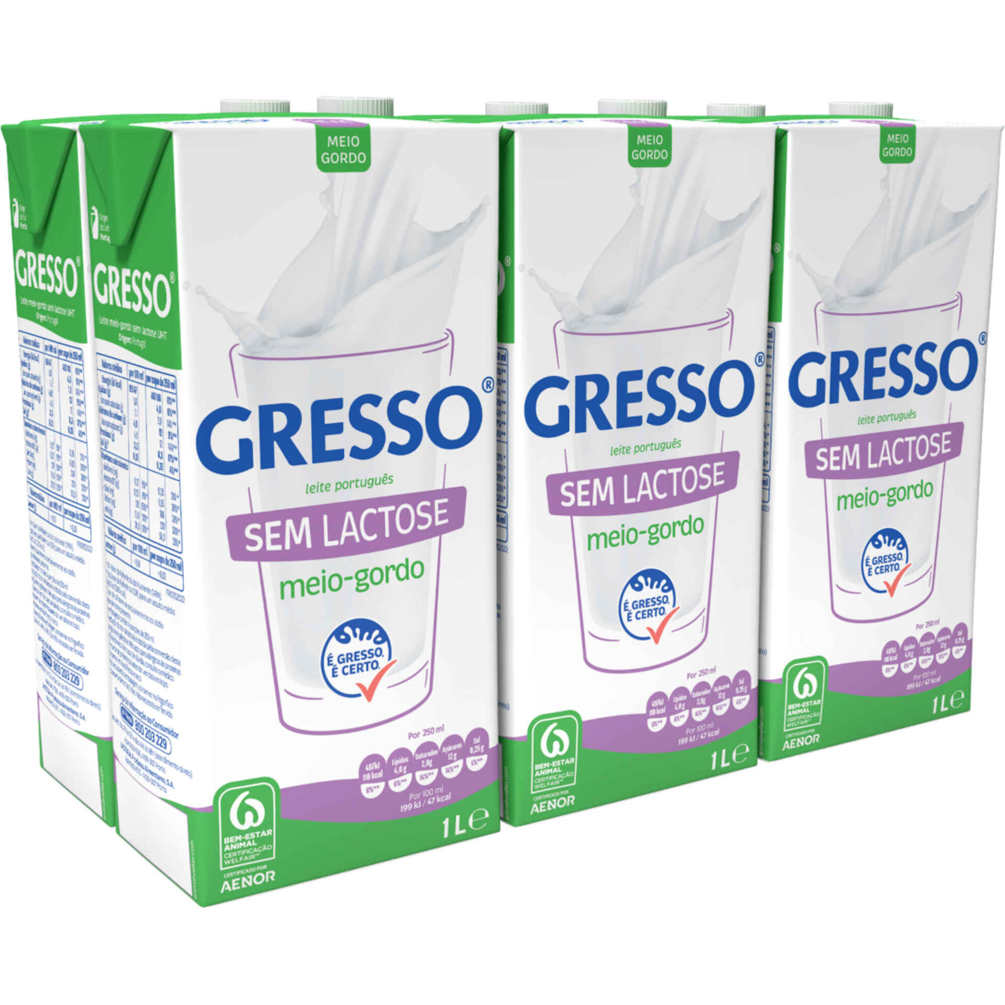 Leite UHT  Meio Gordo sem Lactose Gresso