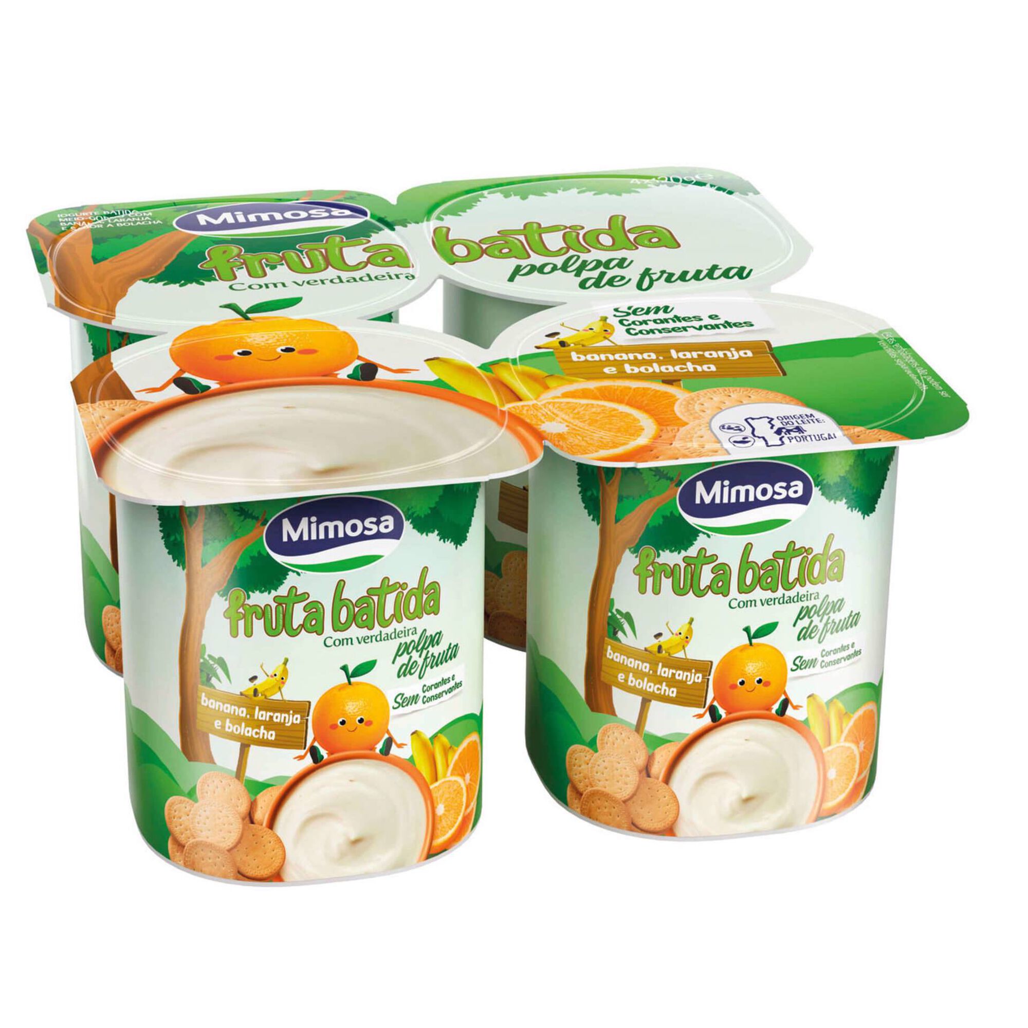 Iogurte Polpa Banana, Laranja e Bolacha