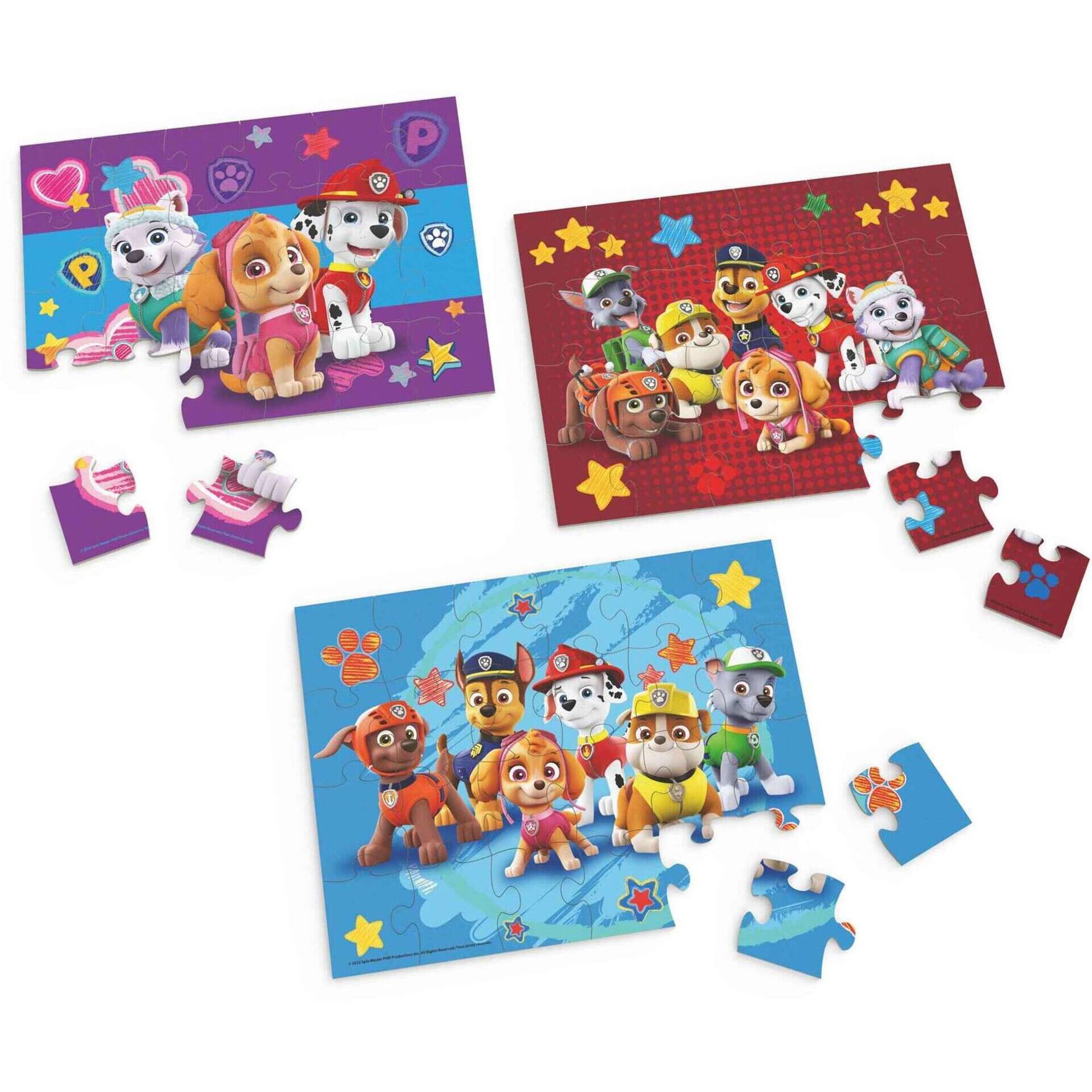 Patrulha Pata - Conjunto 3 Puzzles de Madeira 3 x 24 Pe&ccedil;as
