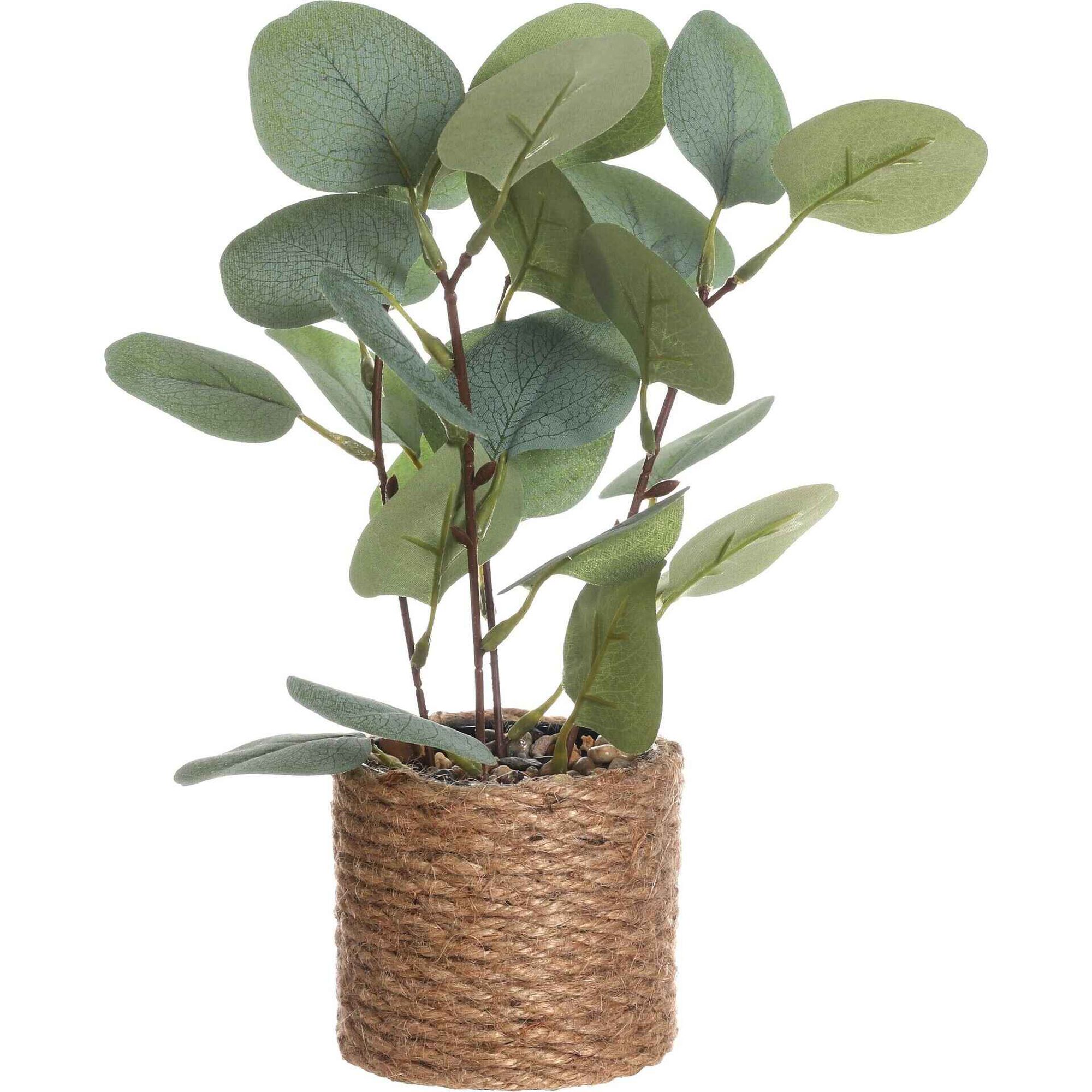 Planta Artificial Folha Verde em Vaso Juta