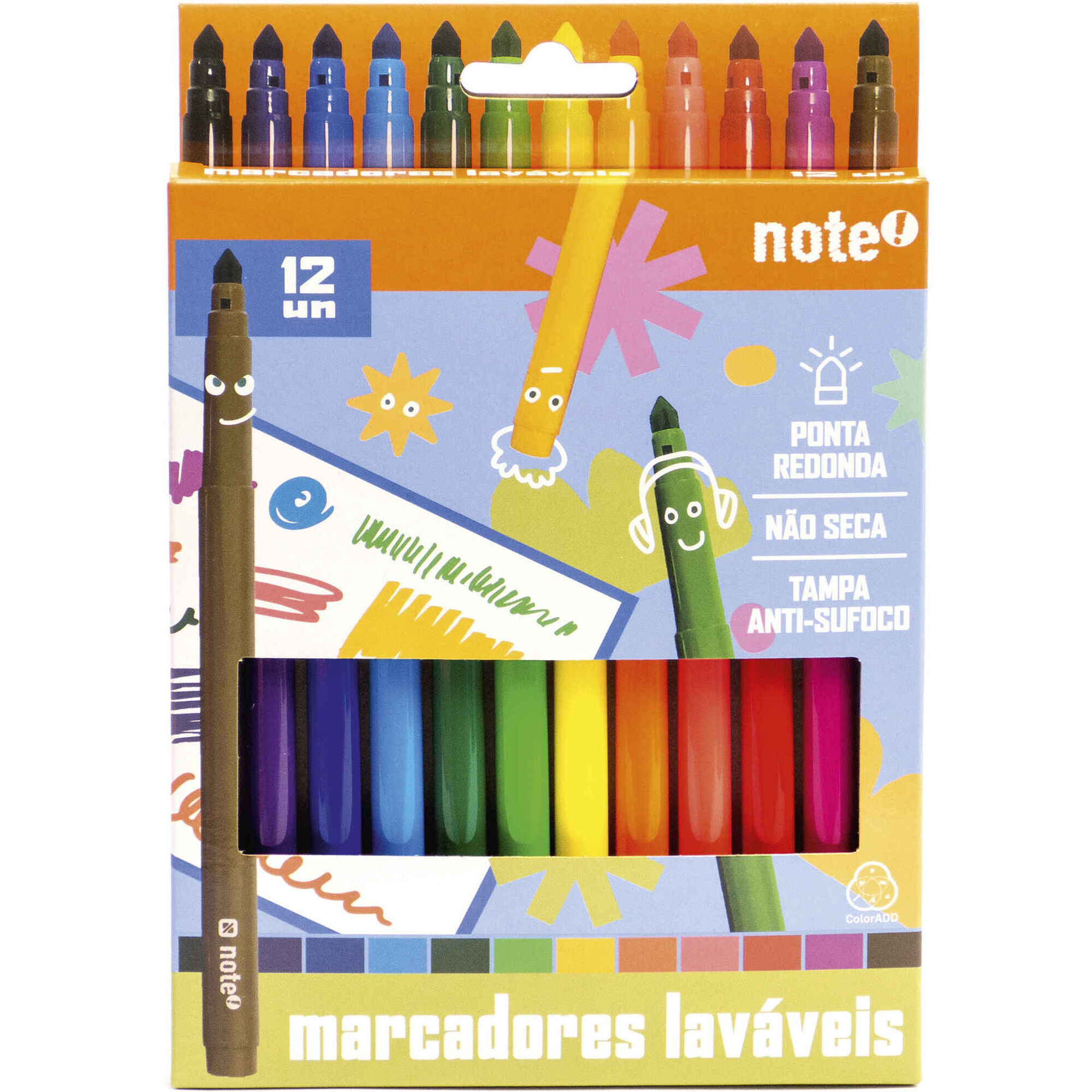 Conjunto 12 Marcadores Lav&aacute;veis Note!