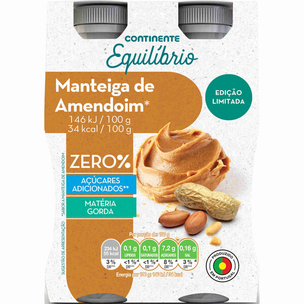 Iogurte Líquido de Manteiga de Amendoim 00% Continente Equilíbrio