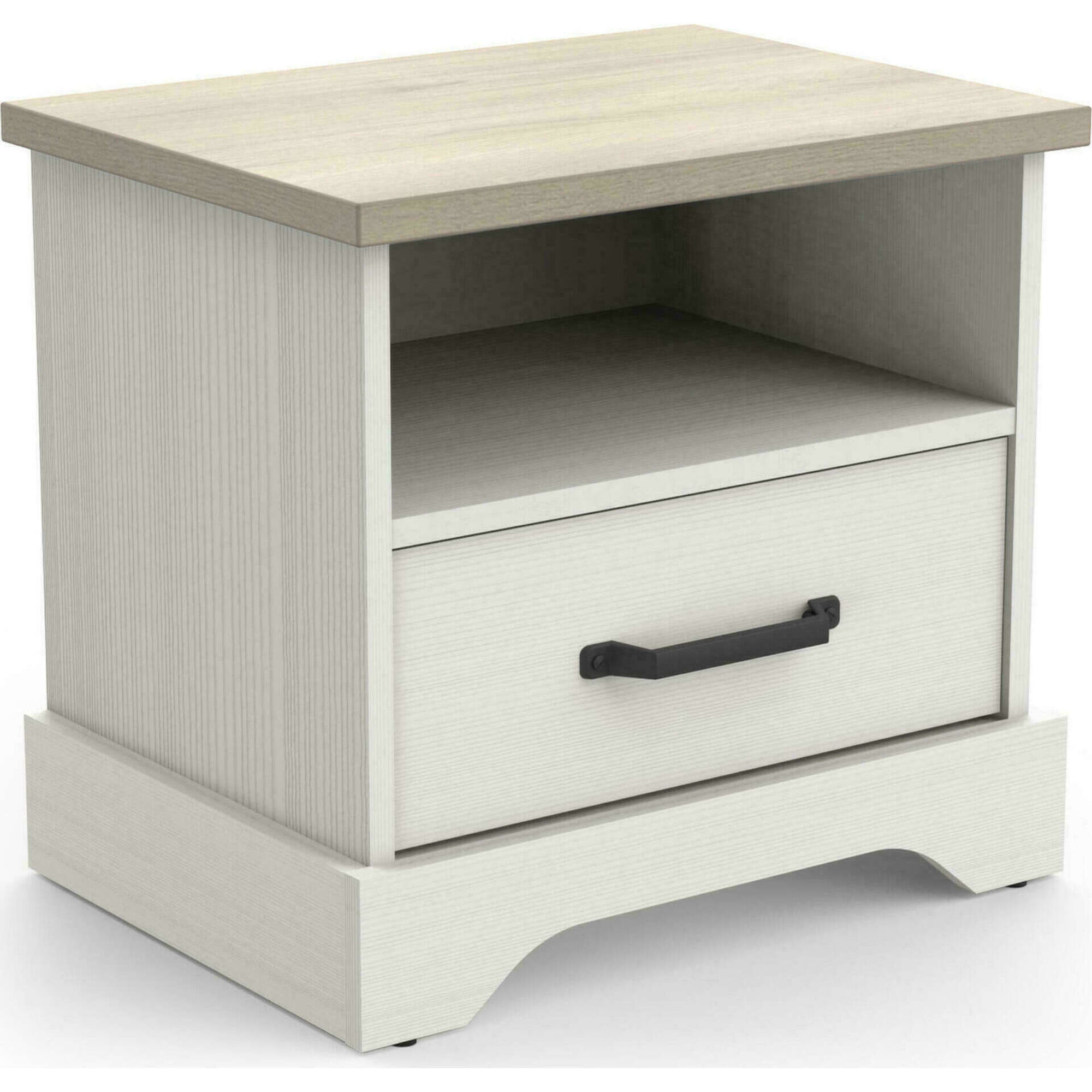 Mesa de Cabeceira 47x35x44cm Branca e Carvalho Cottage