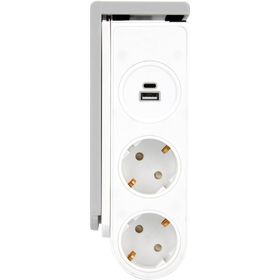 Bloco Clip 2 Tomadas com USB 1,5m Branco Boost