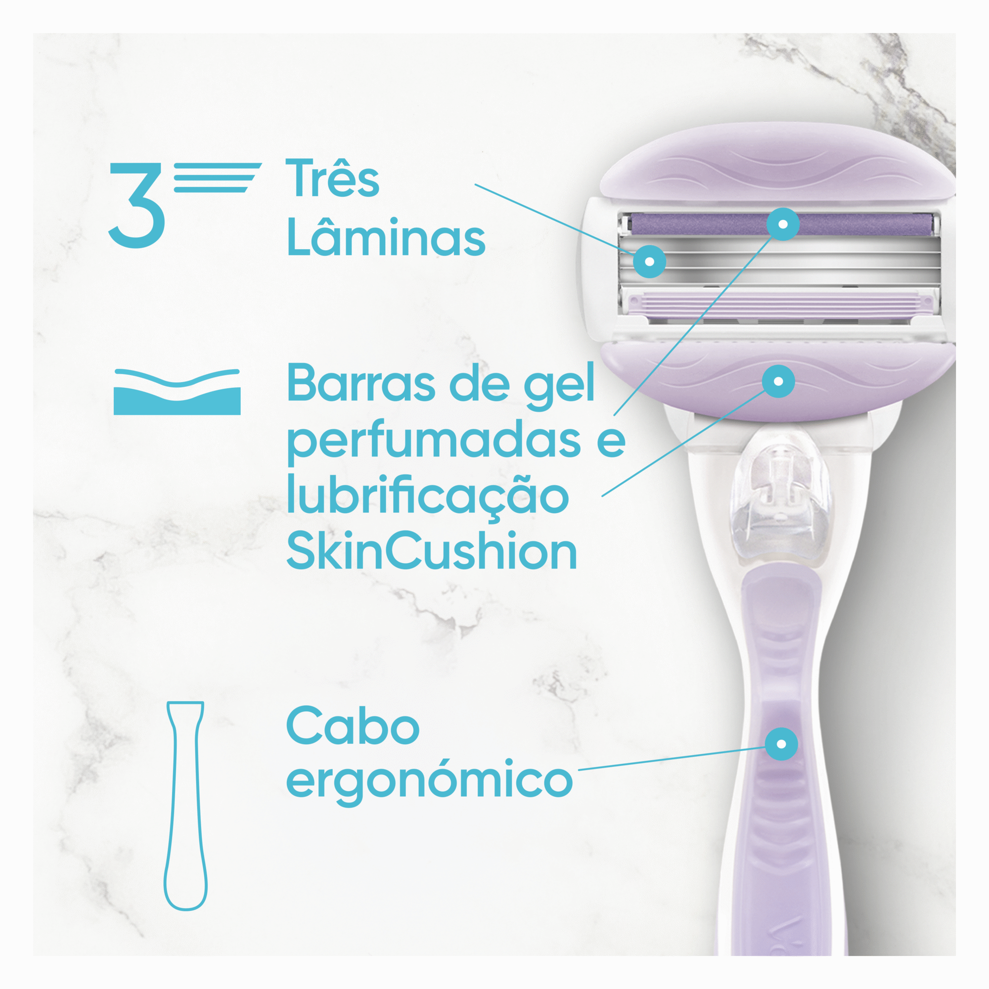 Máquina Depilatória Venus Comfortglide Breeze com 4 Recargas Máquina Depilatória Venus Comfortglide Breeze com 4 Recargas