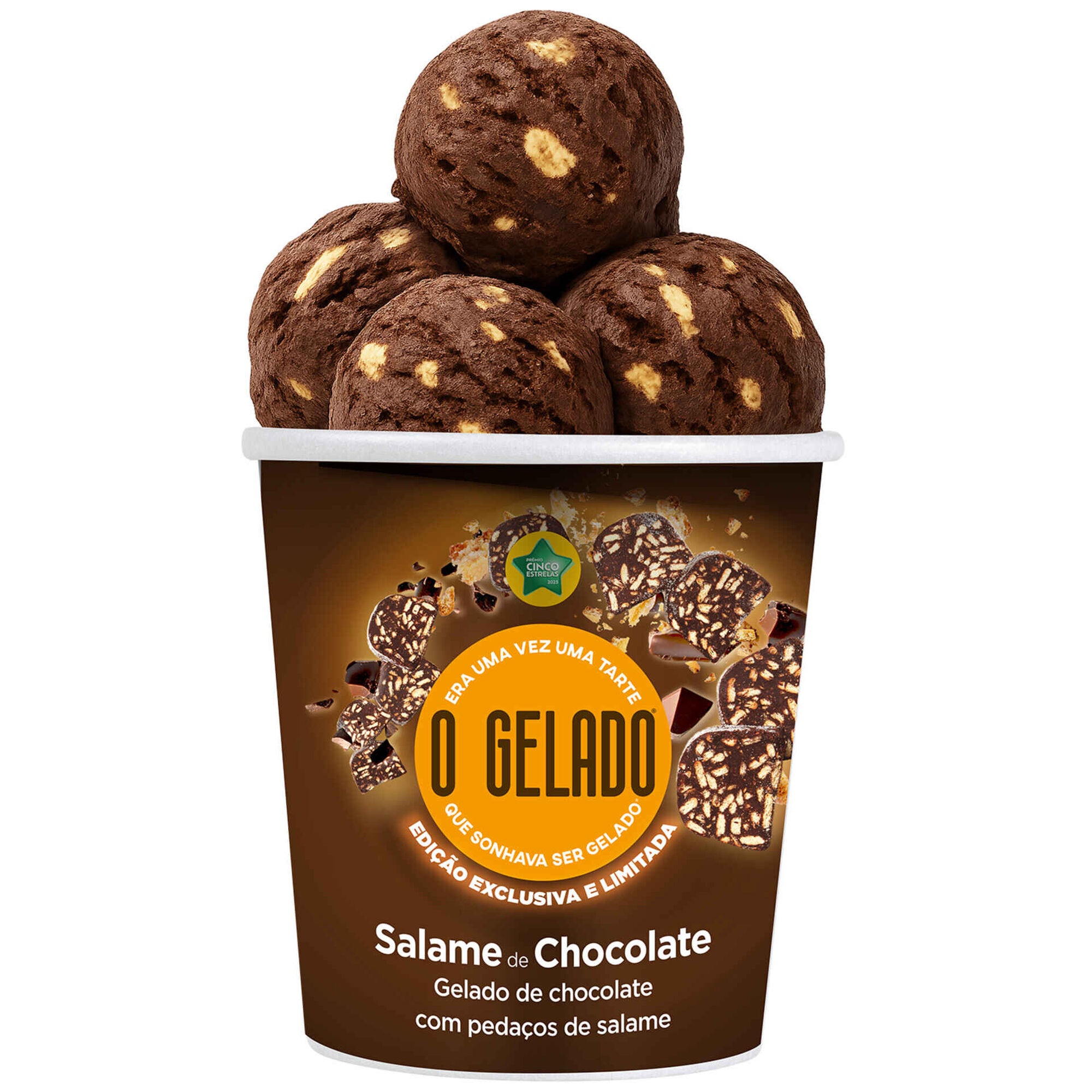 O Gelado de Chocolate com Peda&ccedil;os de Salame